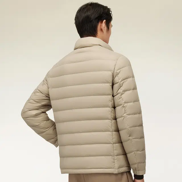 红豆 纯色立领商务休闲拉链羽绒服 男款 米白