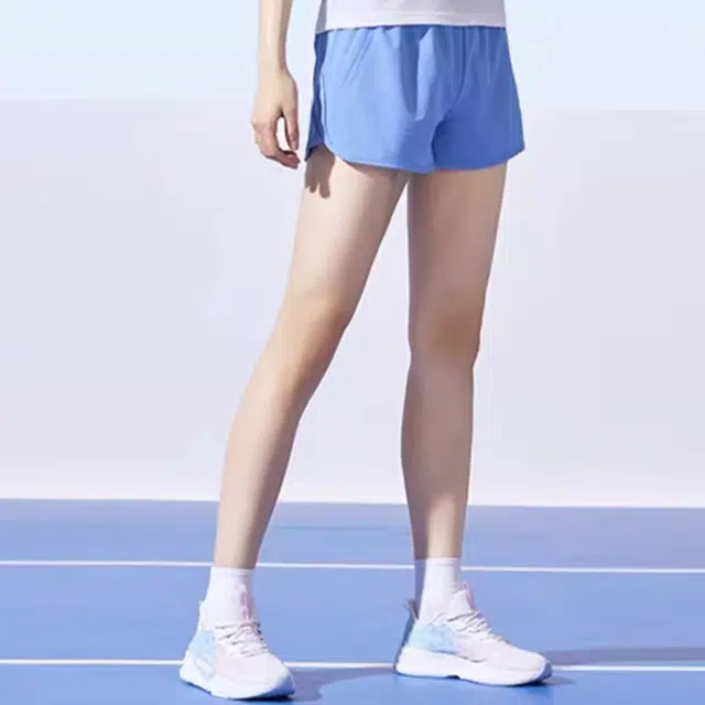 乔丹 纯色中腰直筒运动短裤 女款 律动蓝