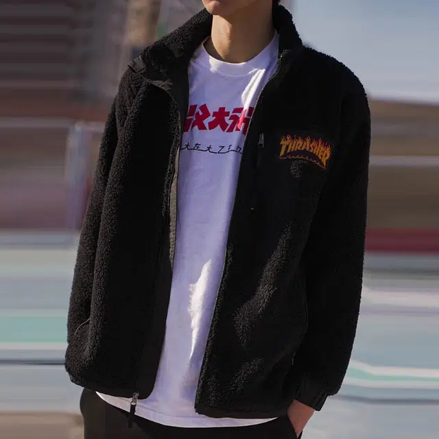 Thrasher Flame Shepherd Fleece Jacket Logo