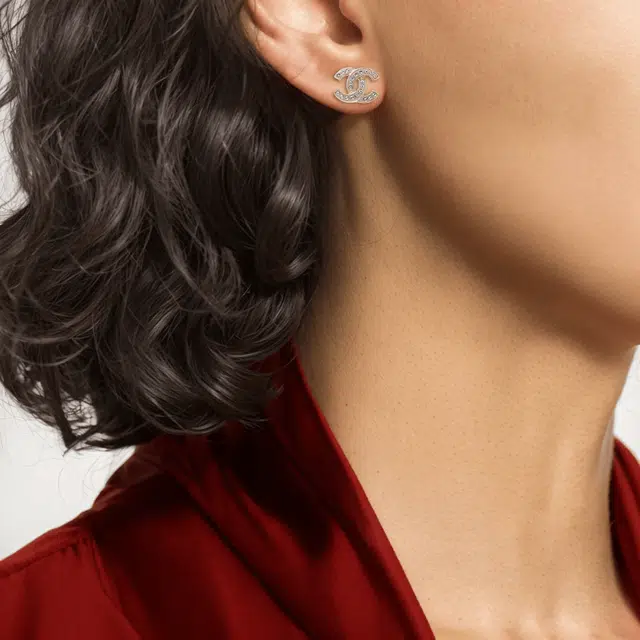 CHANEL Logo Small Gold Earrings