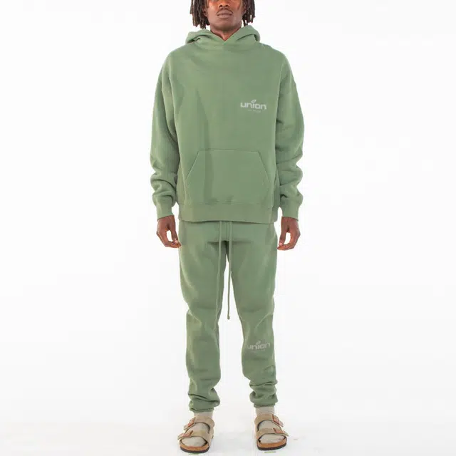 Fear of God Essentials x Union LA FW21 Vintage Hoodie Green Logo