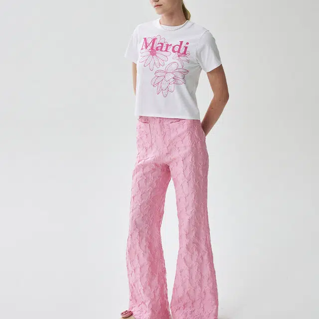 MARDI MERCREDI SLIM TSHIRT TRIPLE FLOWER_WHITE PINK SS25T