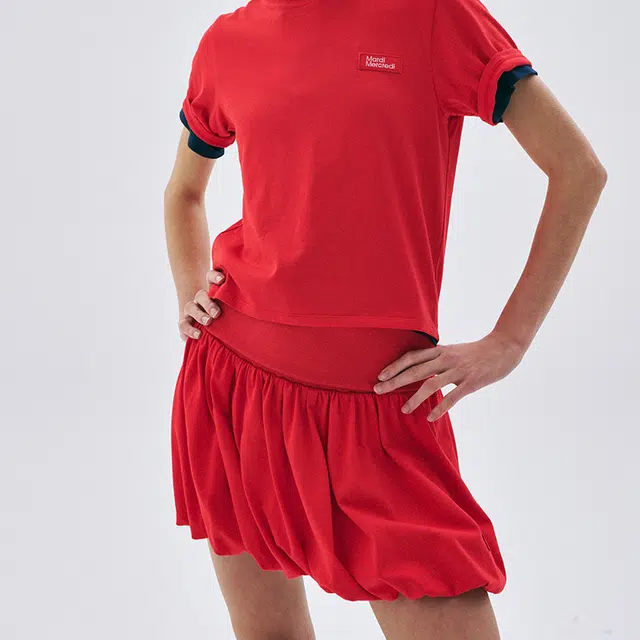 MARDI MERCREDI SS25 VOLUME MINI SKIRT_RED