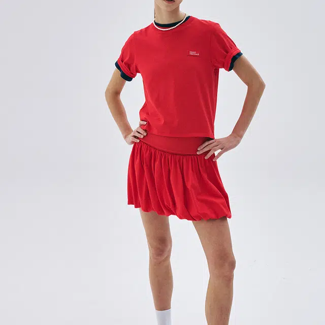 MARDI MERCREDI SS25 VOLUME MINI SKIRT_RED