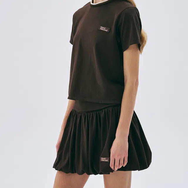 MARDI MERCREDI SS25 VOLUME MINI SKIRT_BROWN