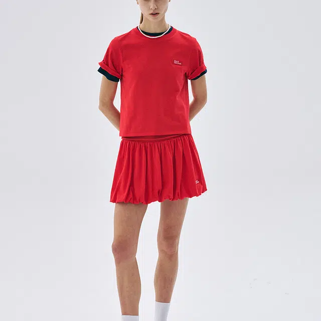 MARDI MERCREDI SS25 VOLUME MINI SKIRT_RED