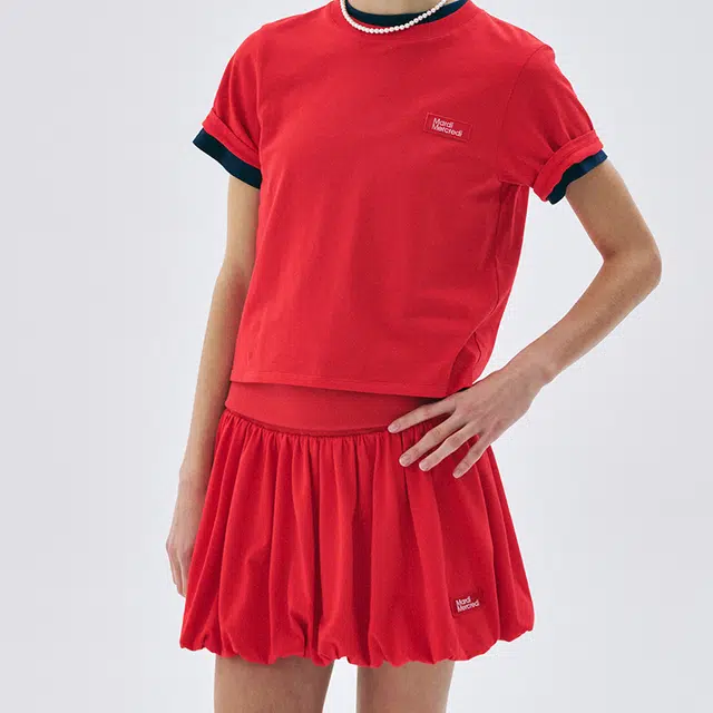 MARDI MERCREDI SS25 VOLUME MINI SKIRT_RED