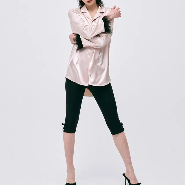 MARDI MERCREDI SS25 SATIN OSTRICH SHIRT_PINK