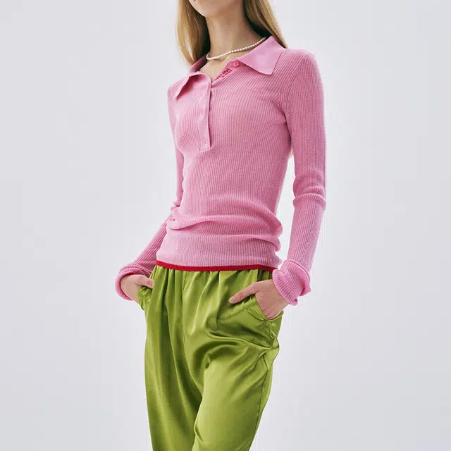 MARDI MERCREDI SS25 SATIN OSTRICH PANTS_APPLEGREEN