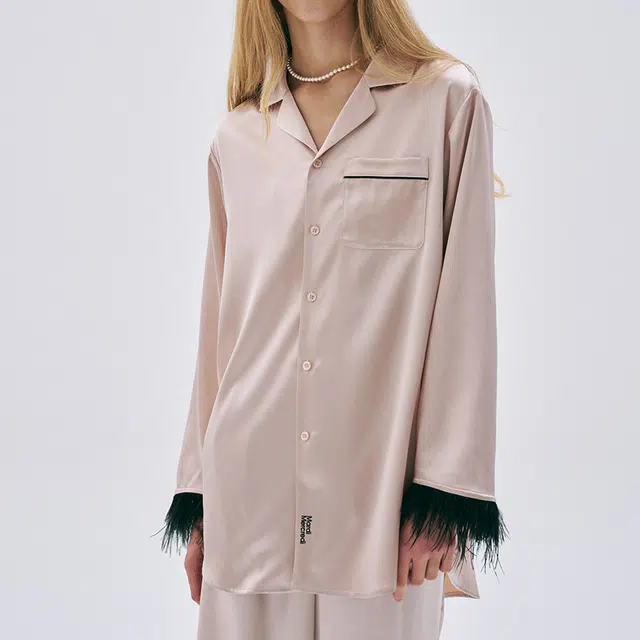 MARDI MERCREDI SS25 SATIN OSTRICH SHIRT_PINK