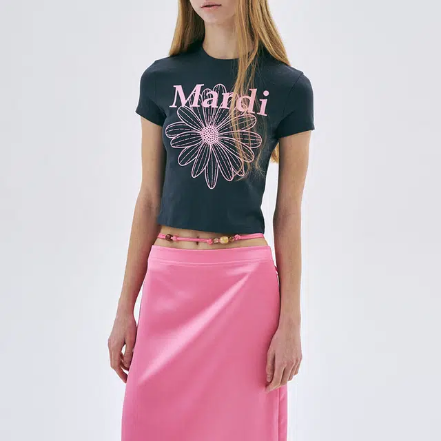 MARDI MERCREDI SS25 CROPPED TSHIRT FLOWERMARDI_CHARCOAL PINK