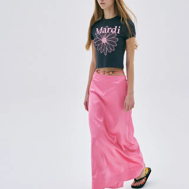 MARDI MERCREDI SS25 CROPPED TSHIRT FLOWERMARDI_CHARCOAL PINK