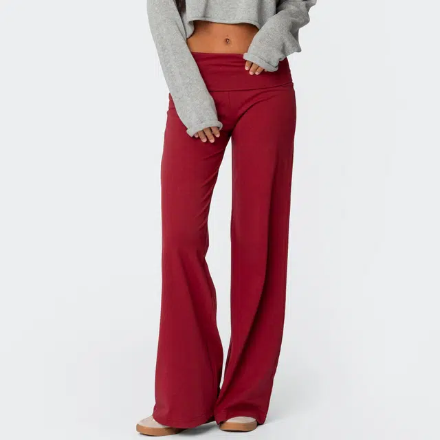 edikted Wide Leg Fold Over Pants