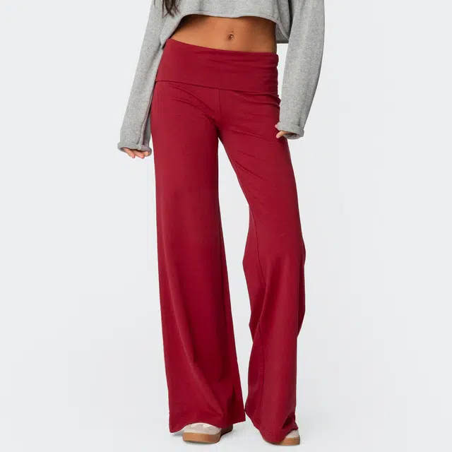 edikted Wide Leg Fold Over Pants