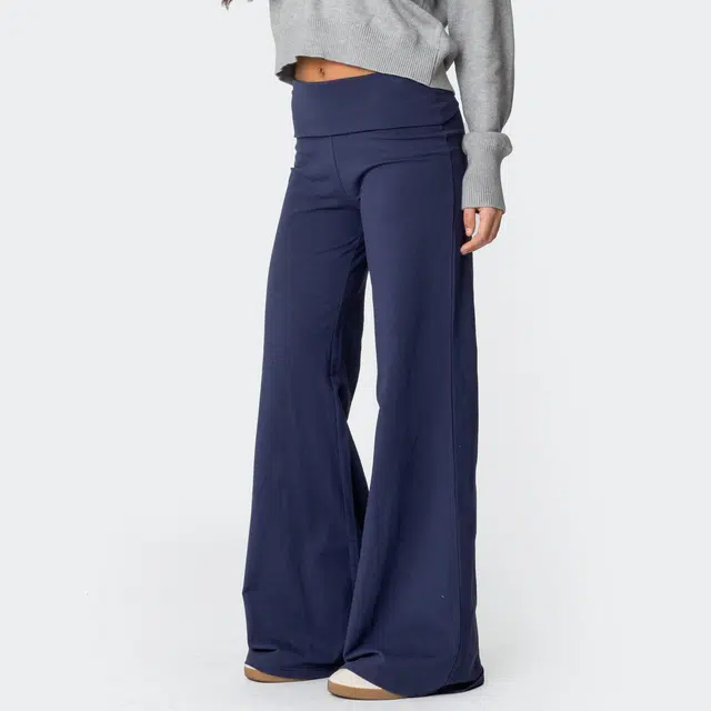 edikted Wide Leg Fold Over Pants
