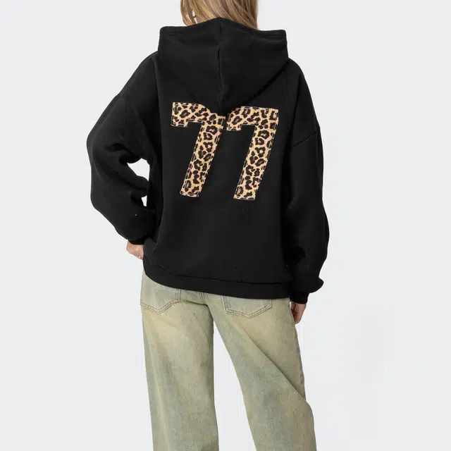 edikted Leopard 77 Oversized Hoodie 77