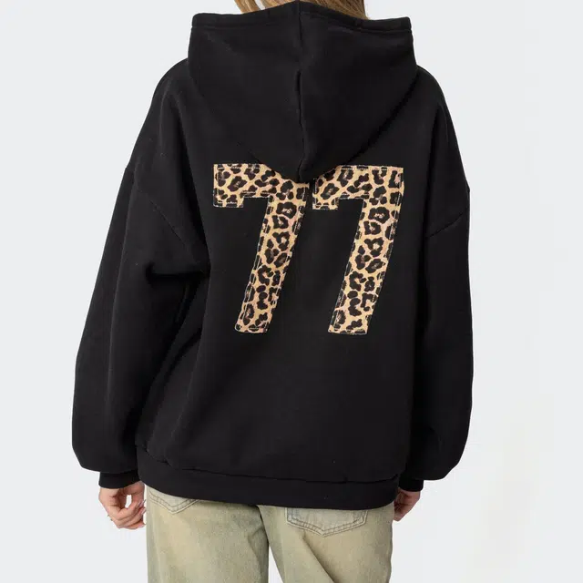 edikted Leopard 77 Oversized Hoodie 77