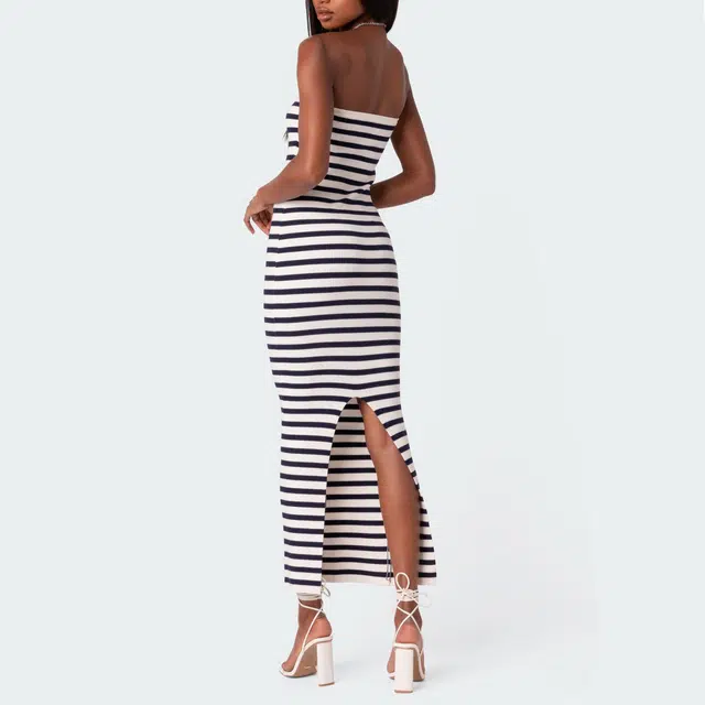 edikted Knit Back Slitted Maxi Dress