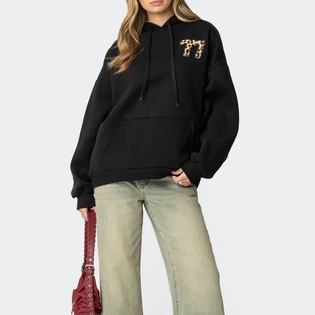 edikted Leopard 77 Oversized Hoodie 77