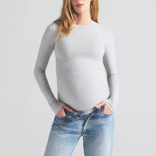 SKIMS SS25 COTTON JERSEY MATERNITY LONG SLEEVE T-SHIRT T