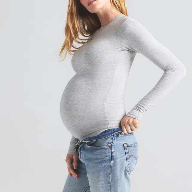 SKIMS SS25 COTTON JERSEY MATERNITY LONG SLEEVE T-SHIRT T