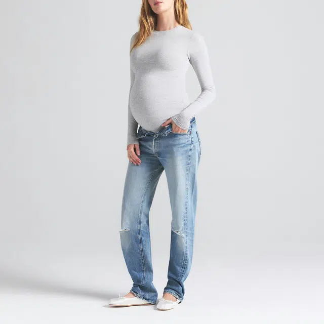 SKIMS SS25 COTTON JERSEY MATERNITY LONG SLEEVE T-SHIRT T