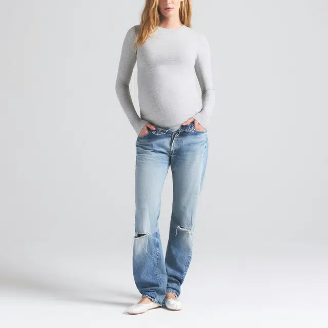 SKIMS SS25 COTTON JERSEY MATERNITY LONG SLEEVE T-SHIRT T