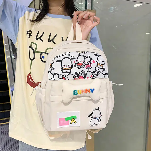 巴朗熊 可爱狗狗 双肩包 奶乎乎骨头设计校园感背包 男女通用 尼龙 白色