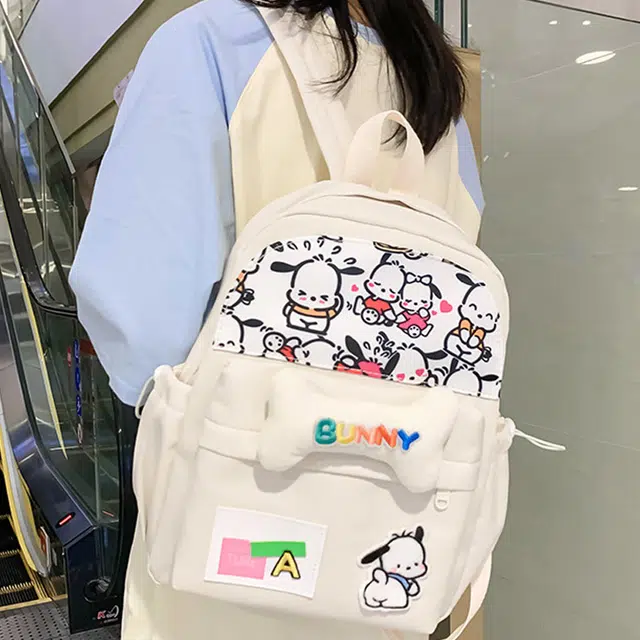 巴朗熊 可爱狗狗 双肩包 奶乎乎骨头设计校园感背包 男女通用 尼龙 白色