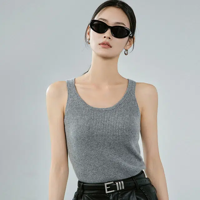 美洋 纯色圆领休闲套头背心 女款 灰色