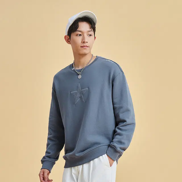 鸿星尔克 暖意绒绒 纯色休闲加厚加绒圆领套头卫衣 冬季 男款 消炭色