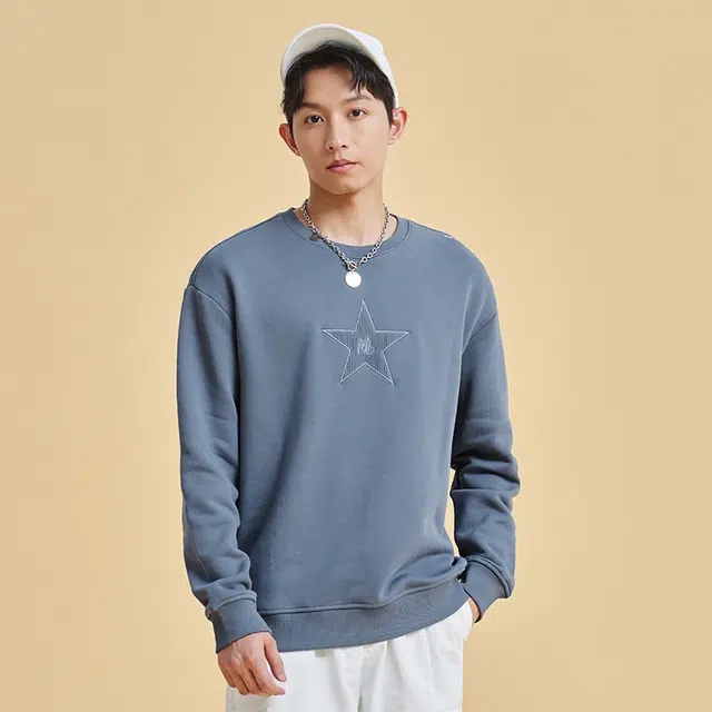 鸿星尔克 暖意绒绒 纯色休闲加厚加绒圆领套头卫衣 冬季 男款 消炭色