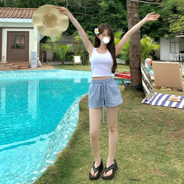 双星八特 温柔甜美风 带胸垫文胸一体修身打底内搭减龄上衣背心 女款 白色