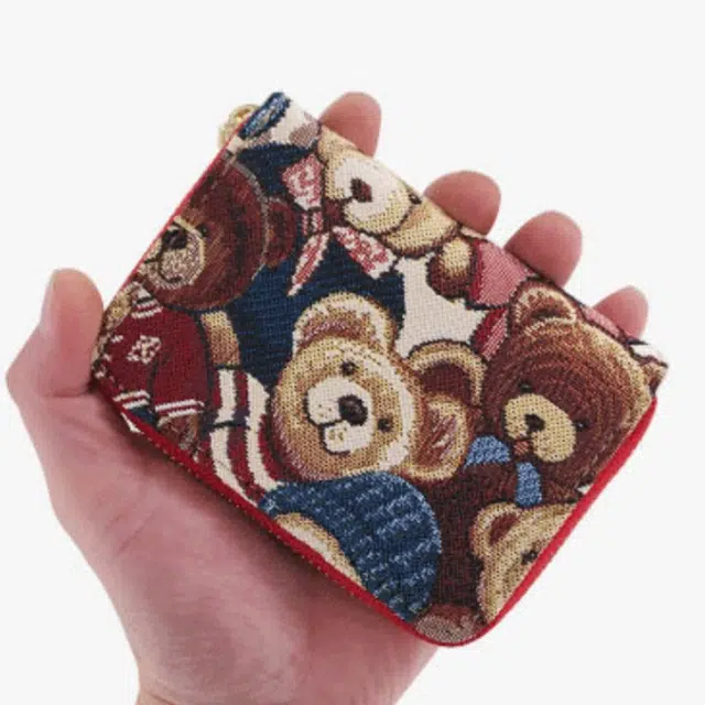 小熊依恋卡包 女式 多卡位 超薄大容量 可爱小巧装 卡包 多色 布料