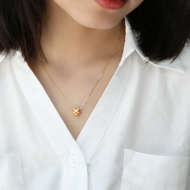 潮小金 爱心硬金镶钻转运 足金 一口价 黄金手链 女款