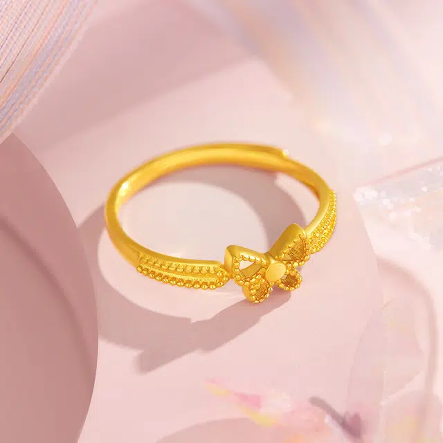 老凤祥 典雅蝴蝶结 甜美优雅精品国风蝴蝶结 浪漫 足金 按克计价 黄金戒指 女款