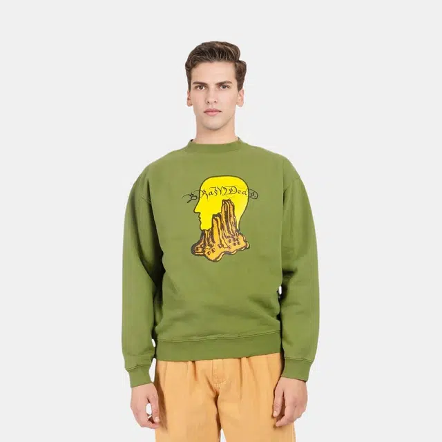 Brain Dead FW21 Mount Slime Crewneck - Olive