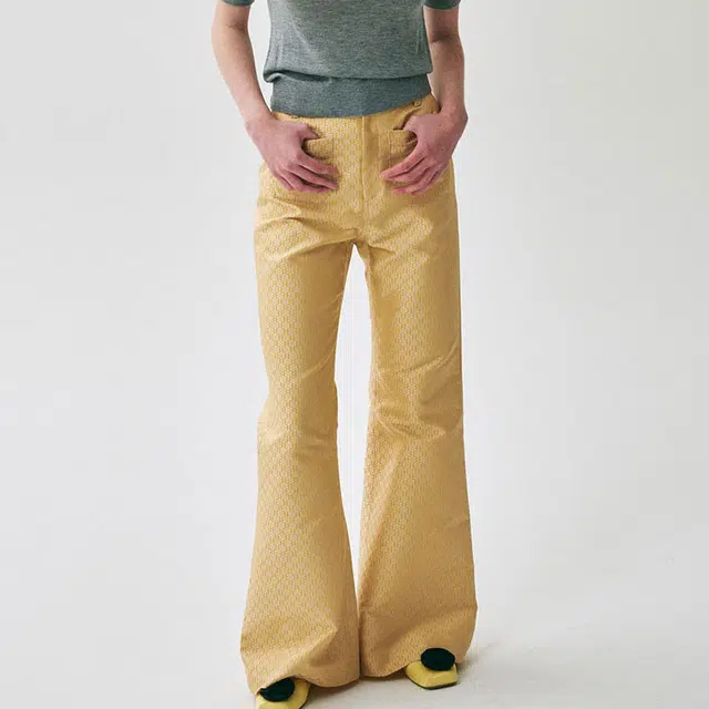 MARDI MERCREDI SS25 FLARE PANTS FLOWER JACQUARD_YELLOW