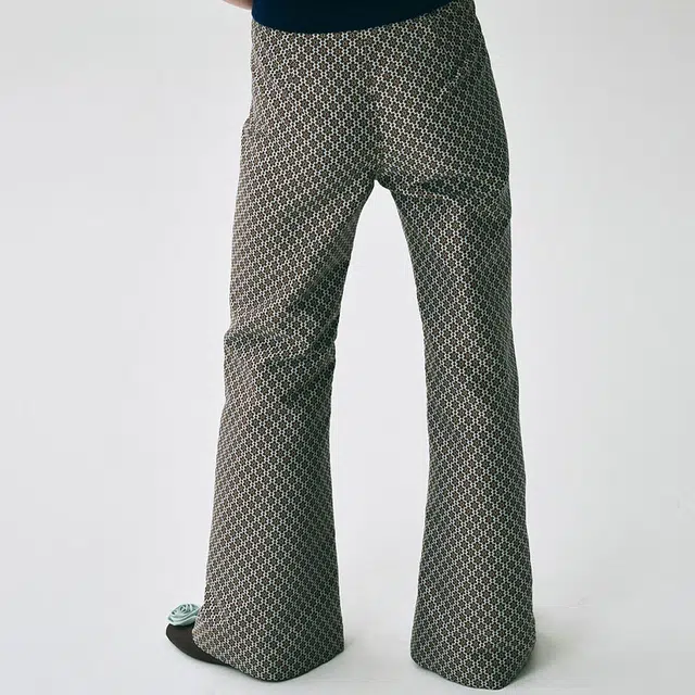 MARDI MERCREDI SS25 FLARE PANTS FLOWER JACQUARD_MINT
