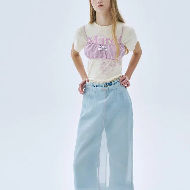 MARDI MERCREDI SS25 SATIN LAYERED BUSTIER DOUBLE LABEL_PINK