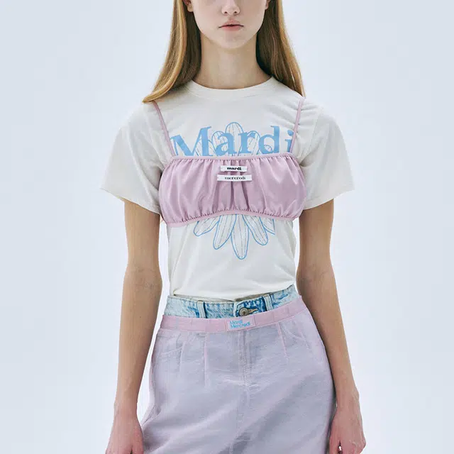 MARDI MERCREDI SS25 SATIN LAYERED BUSTIER DOUBLE LABEL_PINK