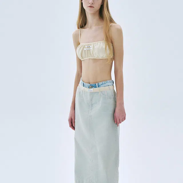 MARDI MERCREDI SS25 SATIN LAYERED BUSTIER DOUBLE LABEL_CREAM