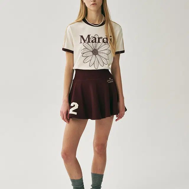 MARDI MERCREDI LINGER TSHIRT FLOWERMARDI_CREAM BURGUNDY SS25T