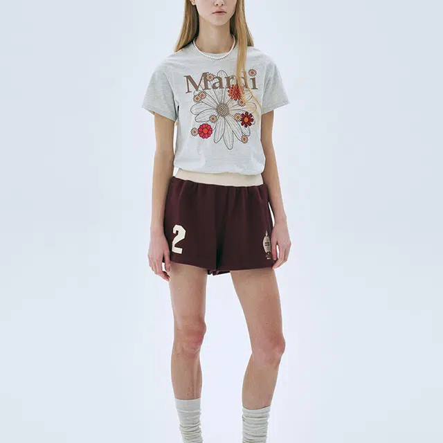 MARDI MERCREDI SS25 SLIM TSHIRT FLOWERMARDI BLOSSOM_OATMEAL T