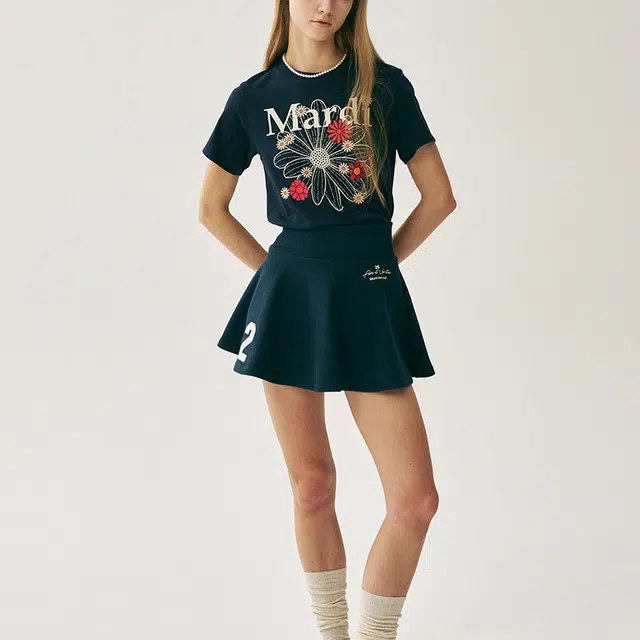 MARDI MERCREDI SS25 FLARE MINI SKIRT ORIGINALIS 25_NAVY