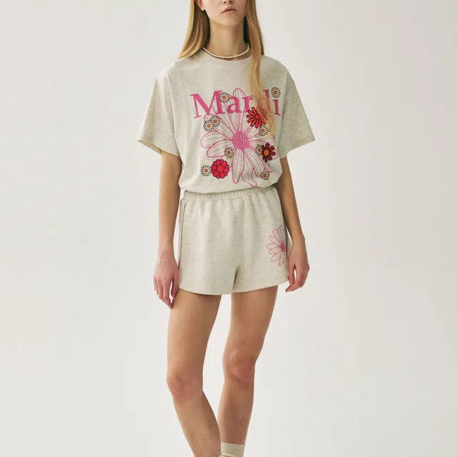 MARDI MERCREDI SS25 TSHIRT FLOWERMARDI BLOSSOM_OATMEAL PINK T