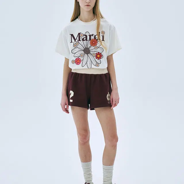 MARDI MERCREDI SS25 TSHIRT FLOWERMARDI BLOSSOM_CREAM BURGUNDY T