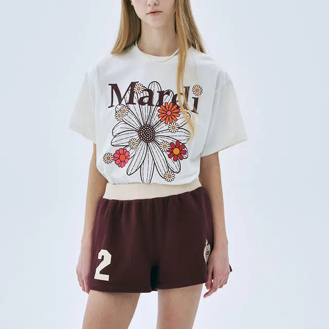 MARDI MERCREDI SS25 TSHIRT FLOWERMARDI BLOSSOM_CREAM BURGUNDY T
