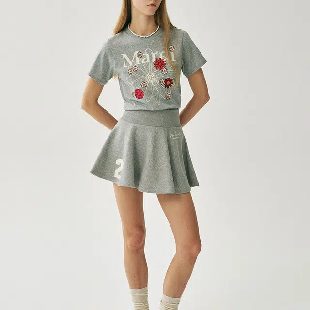 MARDI MERCREDI SS25 FLARE MINI SKIRT ORIGINALIS 25_GREY
