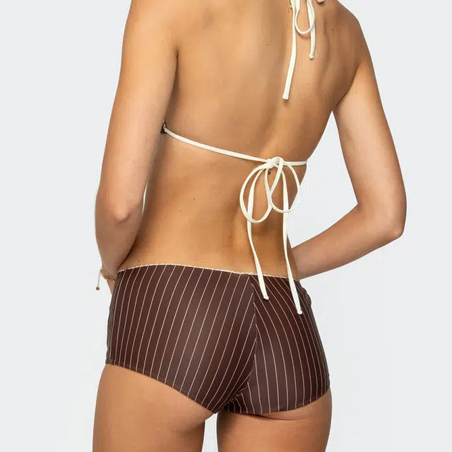 edikted Pinstripe Boyshort Bikini Bottom 1